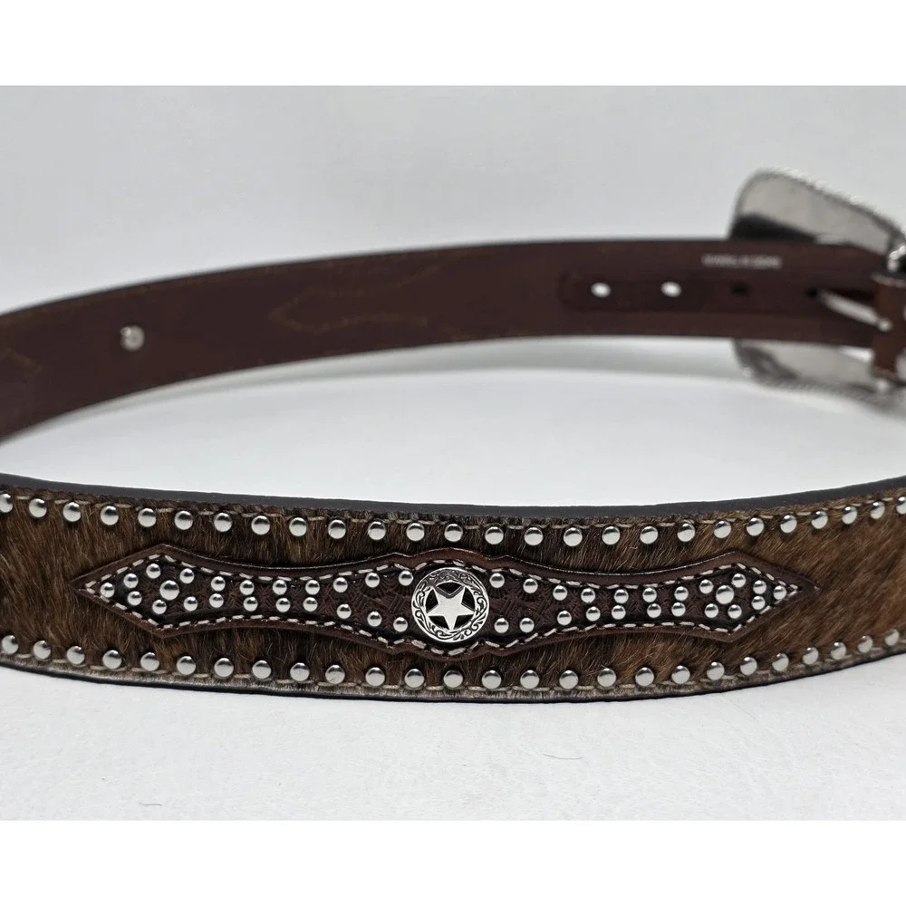 Nocona Men's Size 36 Pro Series Star Buckle Genuine Leather Brown Belt New